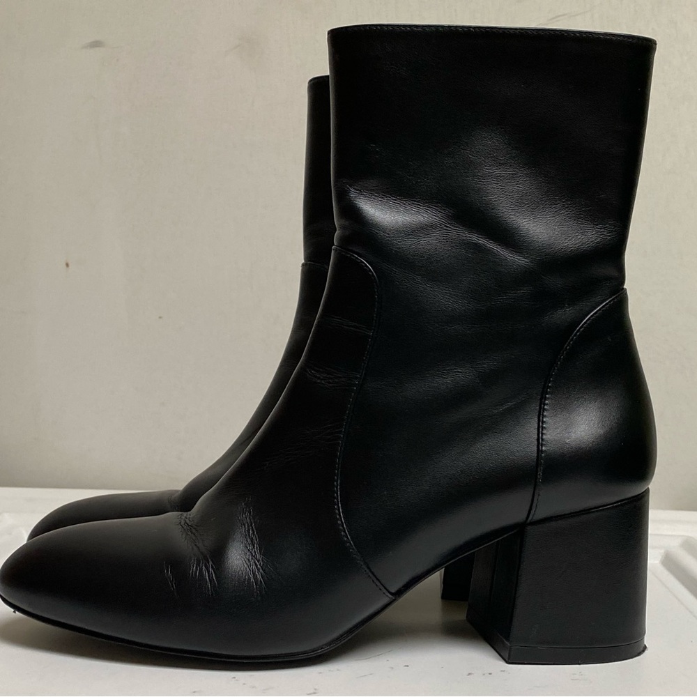 Stuart Weitzman Flareblock 60 Zip Bootie Heel Walnut Brown Leather Boot Size 7b - Picture 4 of 11